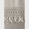Close-up pan of crochet scallop lace border on vintage pillowcase