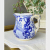Video of Royal Crown Derby Blue Mikado creamer with cobalt blue scenic decoration and gold trimmed rim, base, and handle.