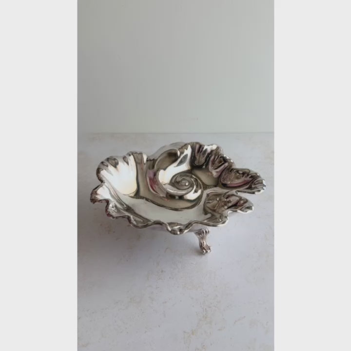 Short video of ruffled silver bowl turned and rotated